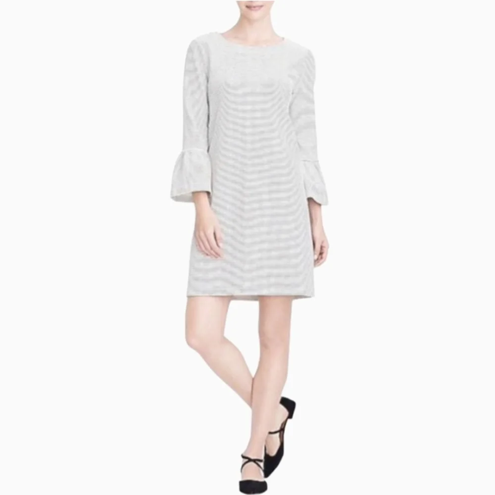 J. Crew Stripe Ruffle Bell Sleeve Mini Dress